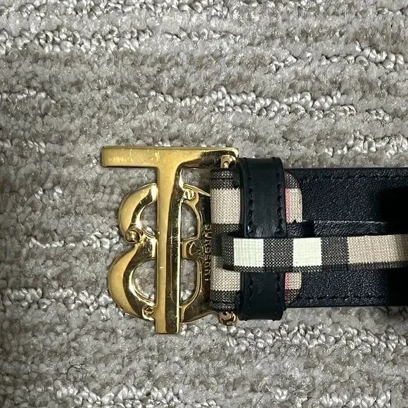 Authentic Woman's Burberry "TB" Plaid Belt - Picture 2 of 6